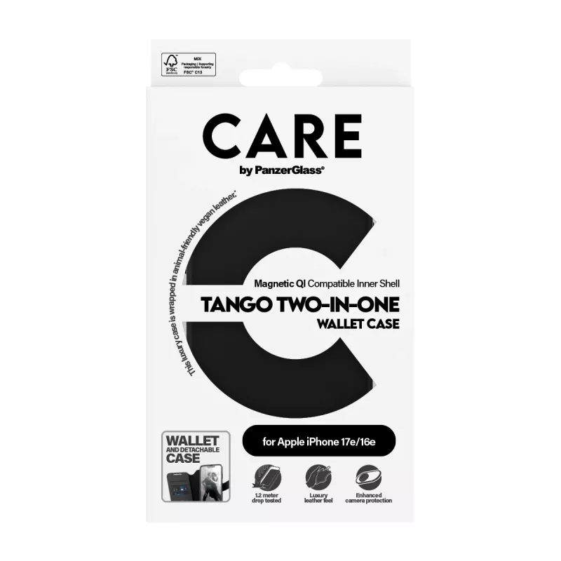 PanzerGlass CARE™ by ® Tango 2-in-1 Wallet Case w. Qi iPhone 17e | 16e