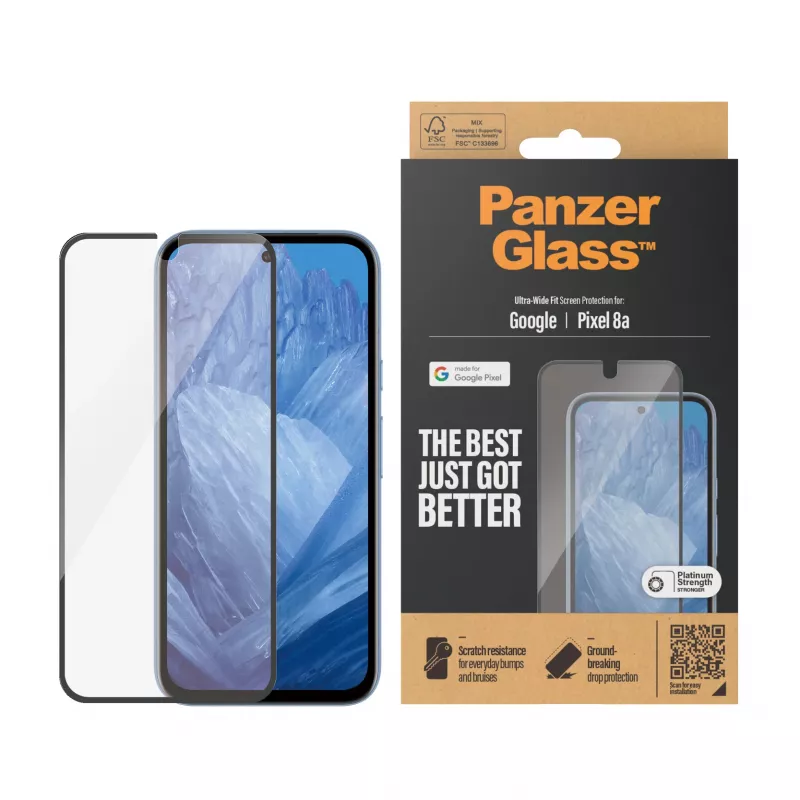 PanzerGlass® Displayschutzfolie Google Pixel 8a | Ultra-Wide Fit