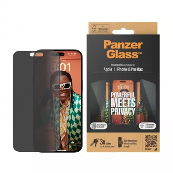 PanzerGlass ® Privacy Screen Protector iPhone 15 Pro Max | Ultra-Wide Fit mit EasyAligner