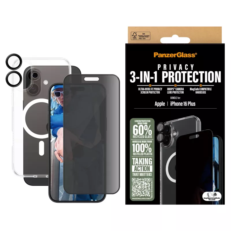 PanzerGlass ® 3-in-1 Privacy Protection Bundle iPhone 16 Plus