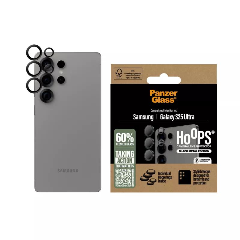PanzerGlass ® Hoops® Kamera-Linsenschutz Schwarz Samsung Galaxy S25 Ultra