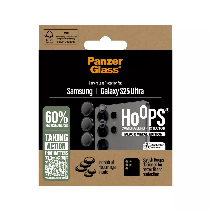 PanzerGlass ® Hoops® Kamera-Linsenschutz Schwarz Samsung Galaxy S25 Ultra