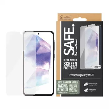 PanzerGlass SAFE. by ® Displayschutz Samsung Galaxy A55 5G | Ultra-Wide Fit mit EasyAligner