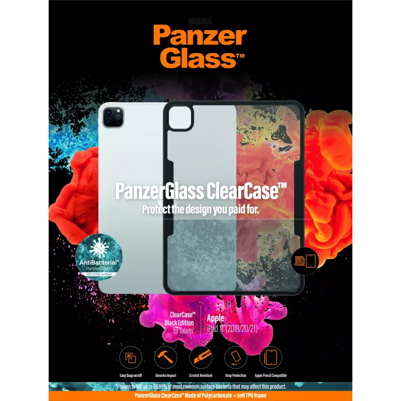PanzerGlass ® ClearCase™ iPad Pro 11″ (2018, 2020-2022), Cover, Apple, Apple - iPad Pro 11″, 27,9 cm (11 Zoll), Schwarz