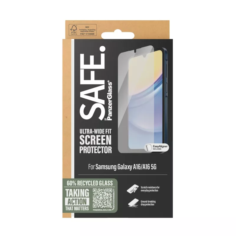 PanzerGlass SAFE. by ® Displayschutz Samsung Galaxy A16 | A16 5G | Ultra-Wide Fit