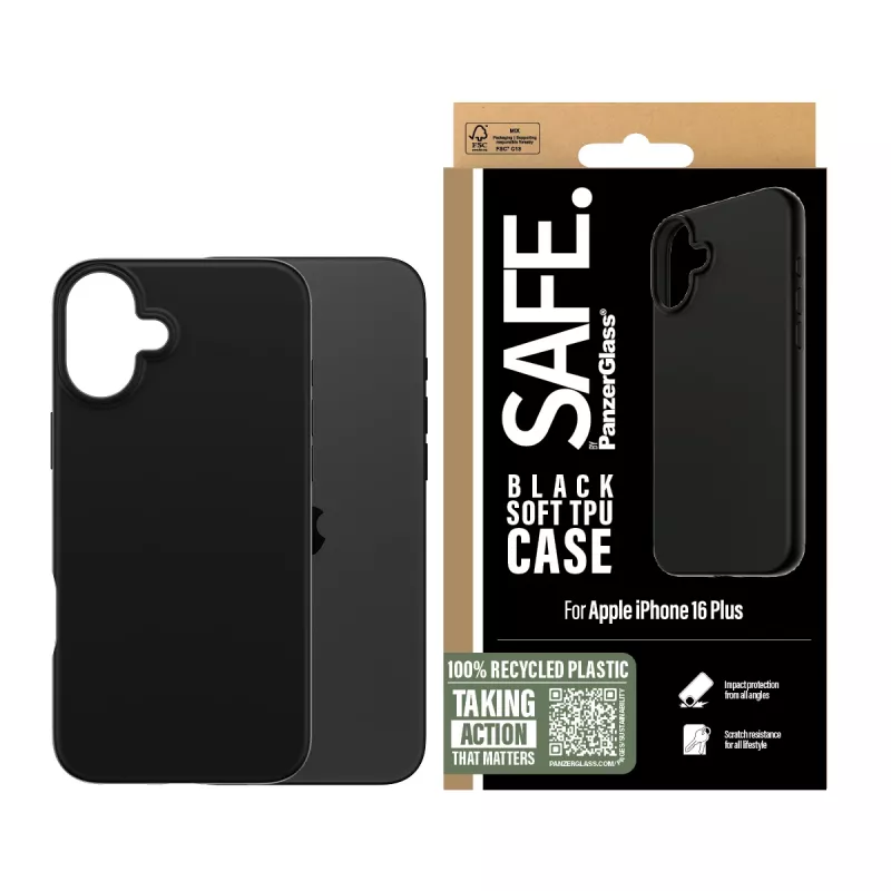 PanzerGlass SAFE. by ® TPU Case Schwarz iPhone 16 Plus