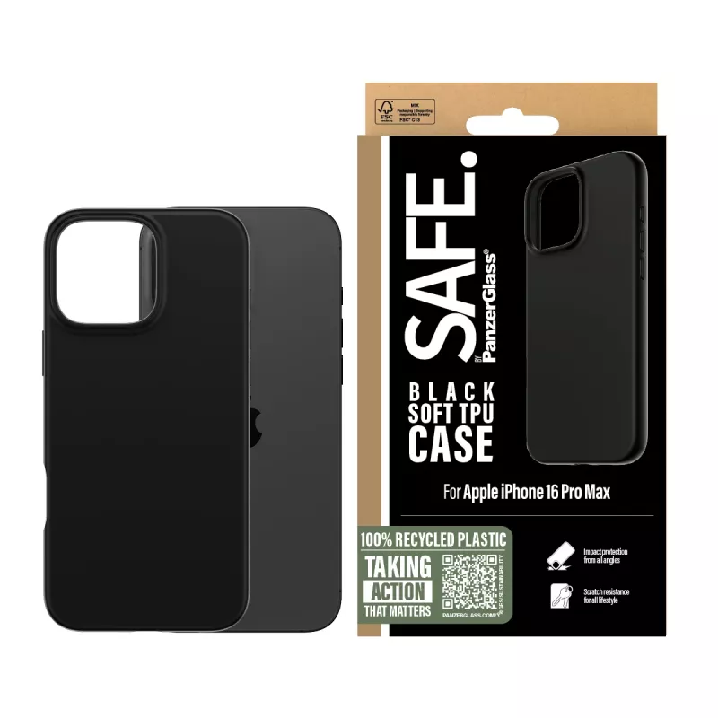 PanzerGlass SAFE. by ® TPU Case Schwarz iPhone 16 Pro Max