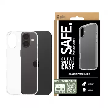 PanzerGlass SAFE. by ® TPU-Hülle Transparent iPhone 16 Plus, Cover, Apple, Apple - iPhone 16 Plus, Transparent