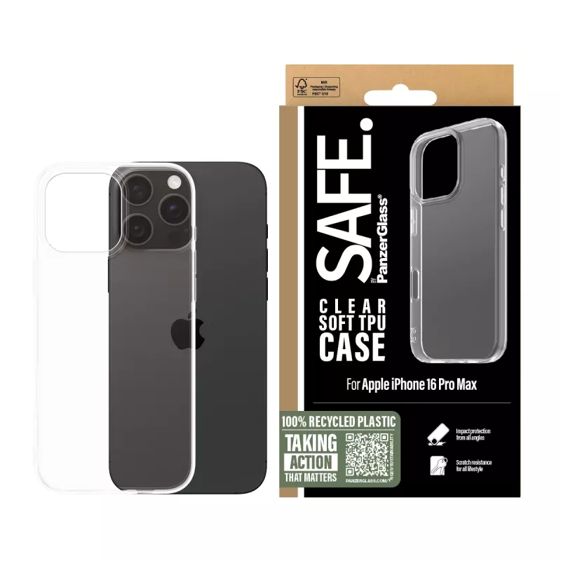PanzerGlass SAFE. by ® TPU Hülle Transparent iPhone 16 Pro Max