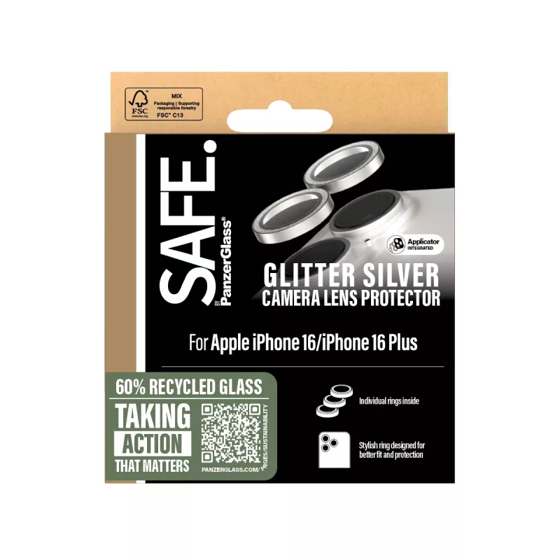 Kamera-Objektivschutz PanzerGlass SAFE. by Glitter Silver iPhone '24 6.1 Zoll | 6.7 Zoll