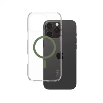 PanzerGlass CARE™ by ® Urban Combat Case Transparent mit grünem MagSafe für iPhone 16 Pro Max