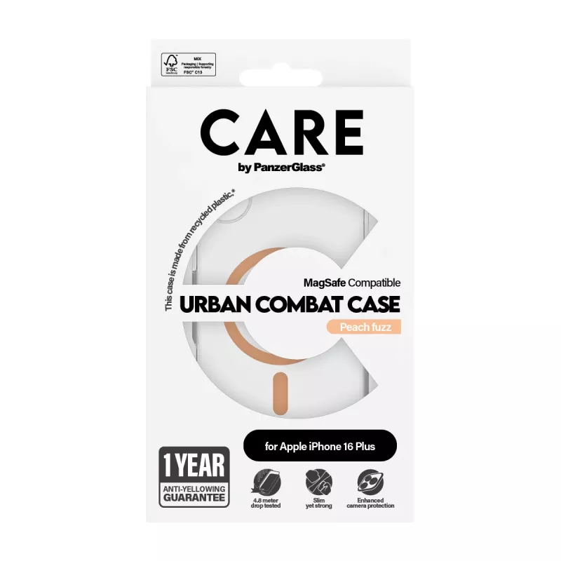 PanzerGlass CARE™ by ® Urban Combat Hülle transparent mit Peachy MagSafe iPhone 16 Plus