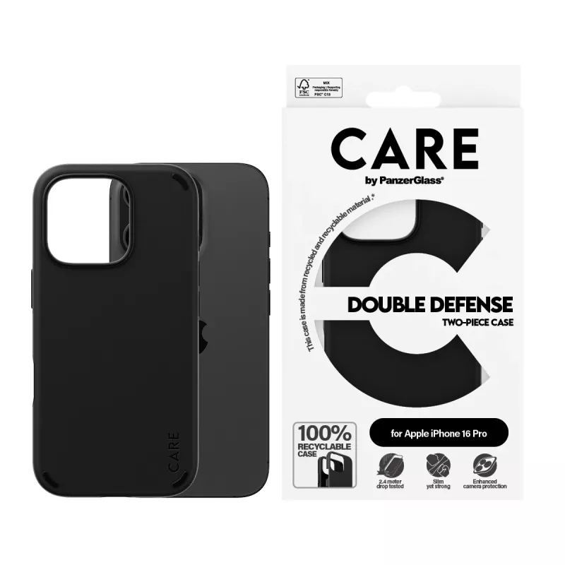 PanzerGlass CARE™ by ® Double Defense Case Schwarz iPhone 16 Pro