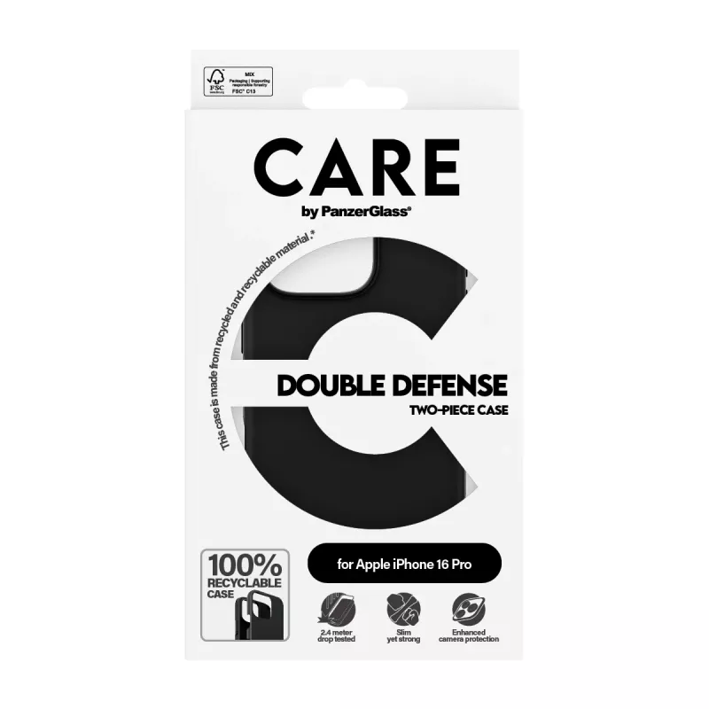 PanzerGlass CARE™ by ® Double Defense Case Schwarz iPhone 16 Pro