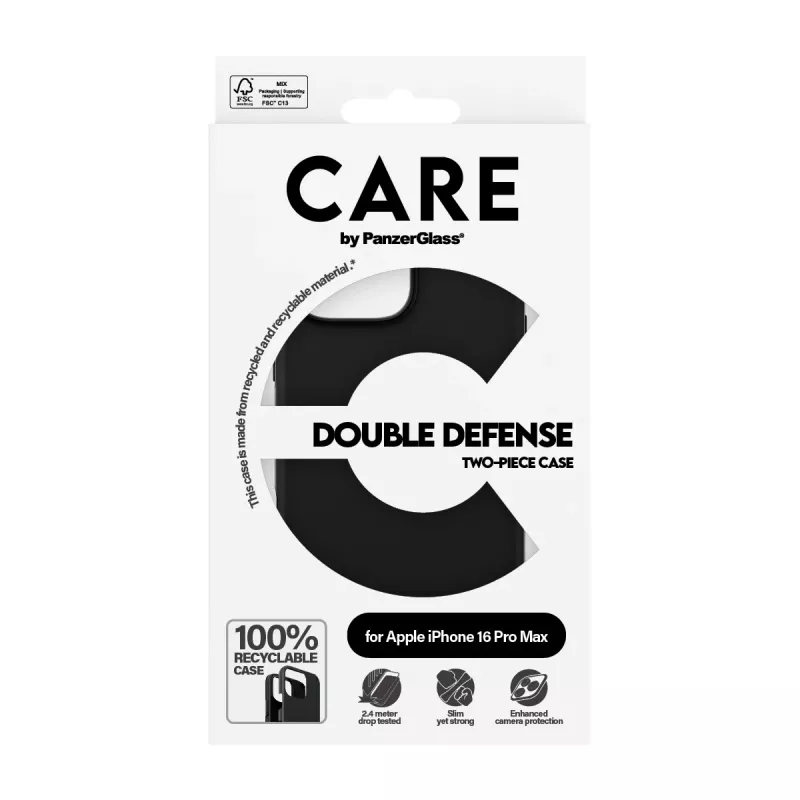 Cover PanzerGlass CARE by ® Feature Case Double Defense Schwarz iPhone '24 6.9 inch Pro
