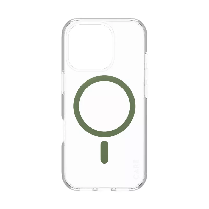 PanzerGlass CARE™ by ® Urban Combat Hülle transparent mit grünem MagSafe iPhone 16 Pro