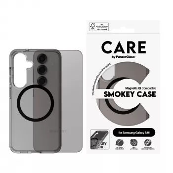 PanzerGlass CARE™ by ® Urban Combat Case Smokey w. Schwarz Qi Kompatibel Samsung Galaxy S25