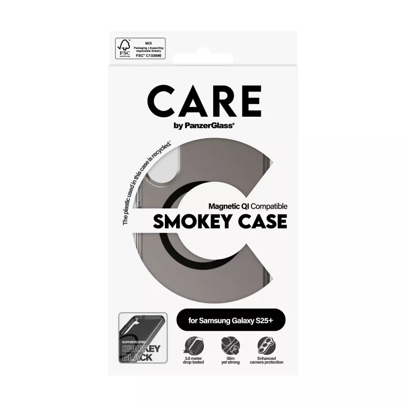 PanzerGlass CARE™ by ® Urban Combat Case Smokey w. Schwarz Qi Kompatibel Samsung Galaxy S25+