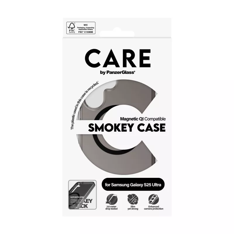 PanzerGlass CARE™ by ® Urban Combat Case Smokey w. Schwarz Qi Kompatibel Samsung Galaxy S25 Ultra