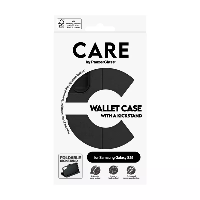Wallet Case PanzerGlass Samsung Galaxy S25 Transparent with Kickstand