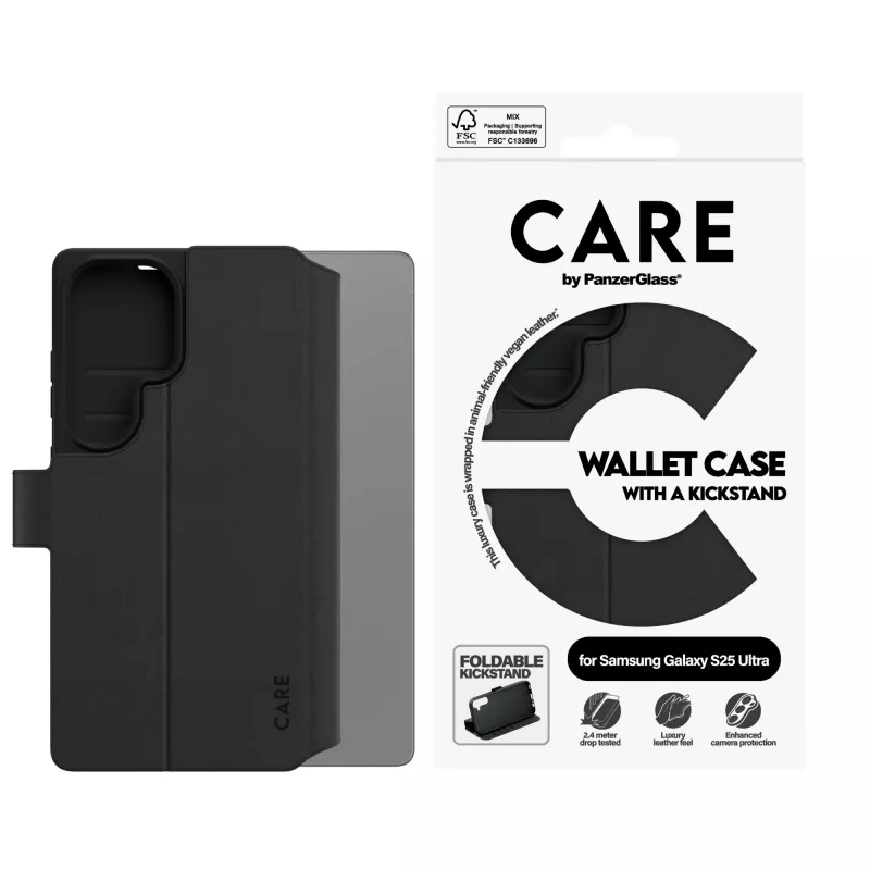 Wallet Case PanzerGlass Samsung Galaxy S25 Ultra Transparent mit Aufsteller