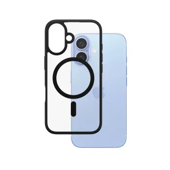 PanzerGlass ® HardCase Transparent mit schwarzem MagSafe-Rahmen für iPhone 16