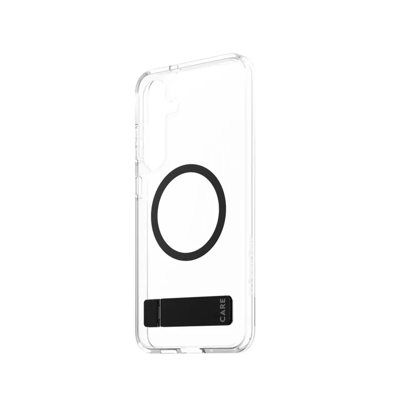 PanzerGlass CARE™ by ® Hülle transparent mit schwarzer Standfuß & Qi kompatibel Samsung Galaxy S25+