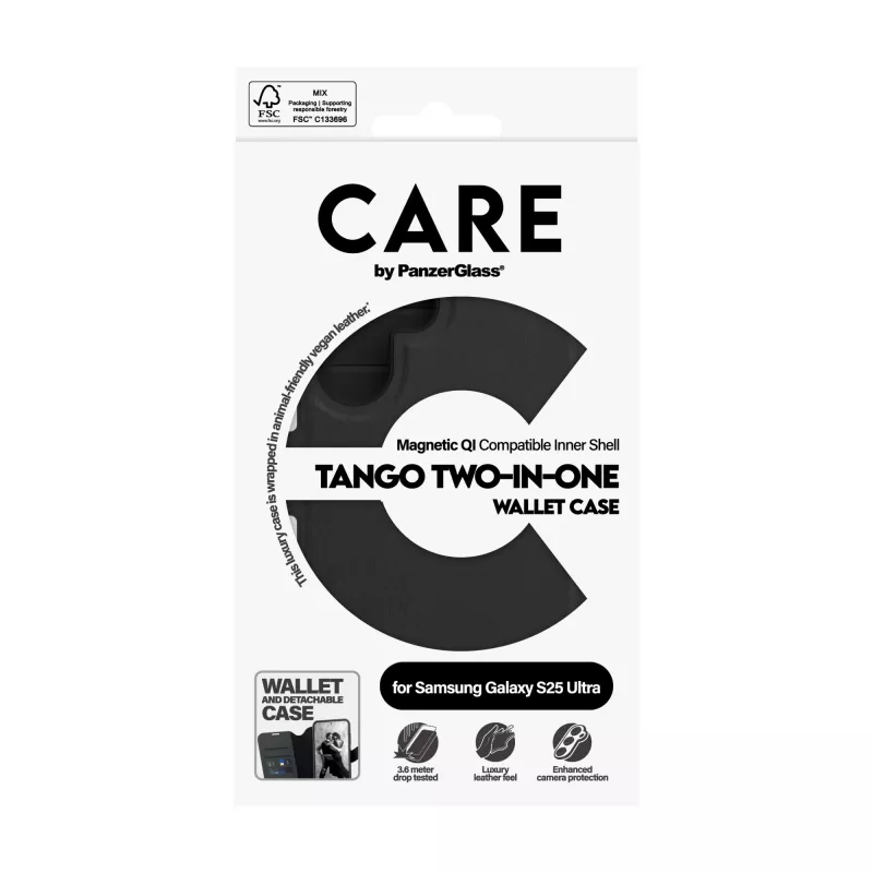 PanzerGlass CARE™ by ® Tango 2-in-1 Wallet Case mit Qi-Kompatibilität für Samsung Galaxy S25 Ultra