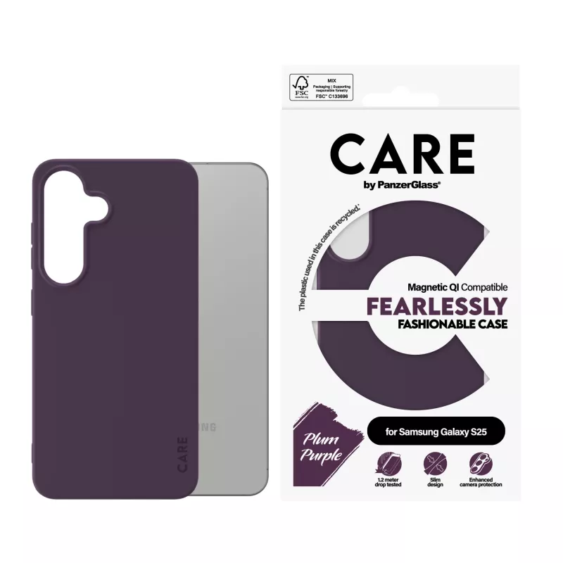 PanzerGlass CARE™ by ® Case Plum Purple w. Qi Compatible Samsung Galaxy S25