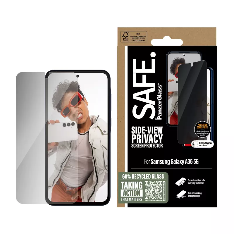 PanzerGlass SAFE. by ® Sichtschutz-Displayschutz Samsung Galaxy A36 5G | Ultra-Wide Fit mit EasyAligner