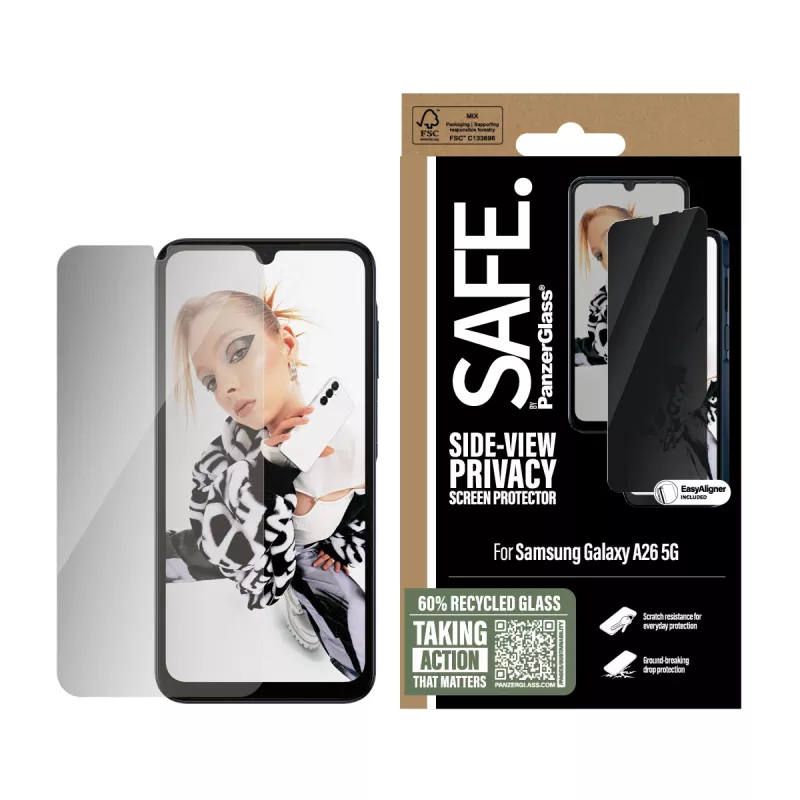 PanzerGlass SAFE. by ® Sichtschutz-Displayschutz Samsung Galaxy A26 5G | Ultra-Wide Fit mit EasyAligner