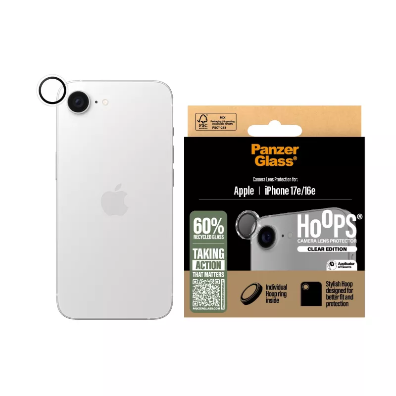 PanzerGlass ® Hoops® Kameralinsenschutz Transparent iPhone 17e | 16e
