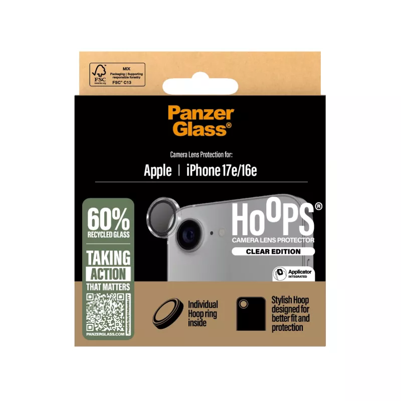PanzerGlass ® Hoops® Kameralinsenschutz Transparent iPhone 17e | 16e