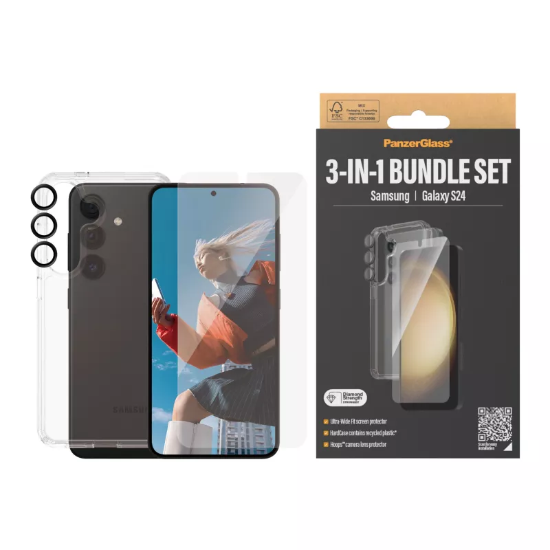 PanzerGlass ® 3-in-1 Bundle Samsung Galaxy S24 | Ultra-Wide Fit mit EasyAligner