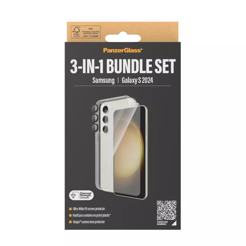 PanzerGlass ® 3-in-1 Bundle Samsung Galaxy S24 | Ultra-Wide Fit mit EasyAligner