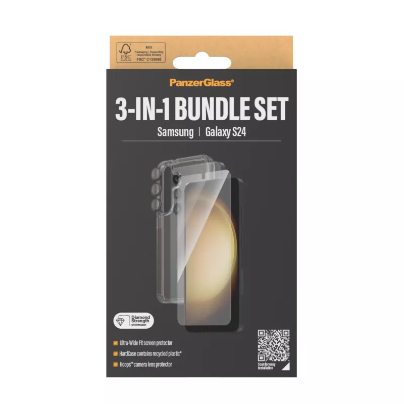 PanzerGlass ® 3-in-1 Bundle Samsung Galaxy S24 | Ultra-Wide Fit mit EasyAligner