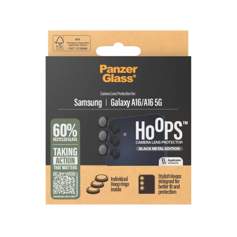 PanzerGlass ® Hoops® Kameralinsenschutz Schwarz Samsung Galaxy A16 | A16 5G