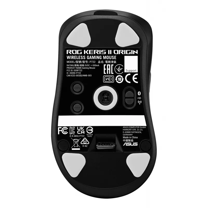 ASUS ROG Keris II Origin BLK Maus Gaming Rechtshänder RF Wireless + Bluetooth + USB Typ-A Optisch 42000 DPI