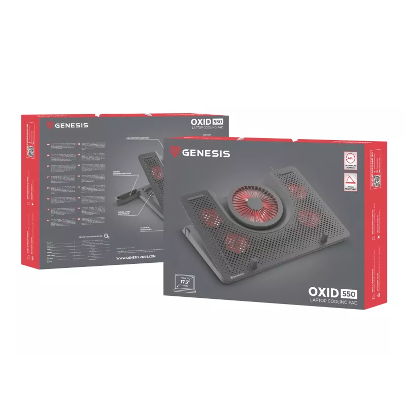 GENESIS Oxid 550 Laptop-Kühlpad 43,9 cm (17,3 Zoll) 2800 U/min Schwarz