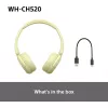 Sony WHCH520Y.CE7, Kabellos, Anrufe/Musik, 20 - 20000 Hz, 147 g, Headset, Gelb