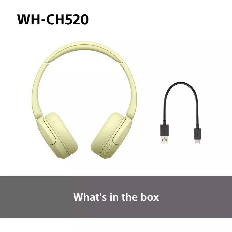 Sony WHCH520Y.CE7, Kabellos, Anrufe/Musik, 20 - 20000 Hz, 147 g, Headset, Gelb