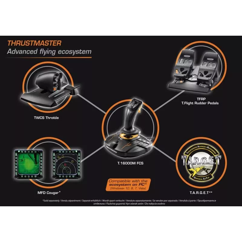 Thrustmaster T-16000M FCS Flight Pack Schwarz USB Joystick Analog / Digital MAC, PC