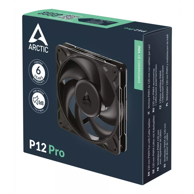 ARCTIC Freezer P12 Pro - 120 mm PWM-Lüfter, Lüfter, 12 cm, 131 m³/h, Schwarz