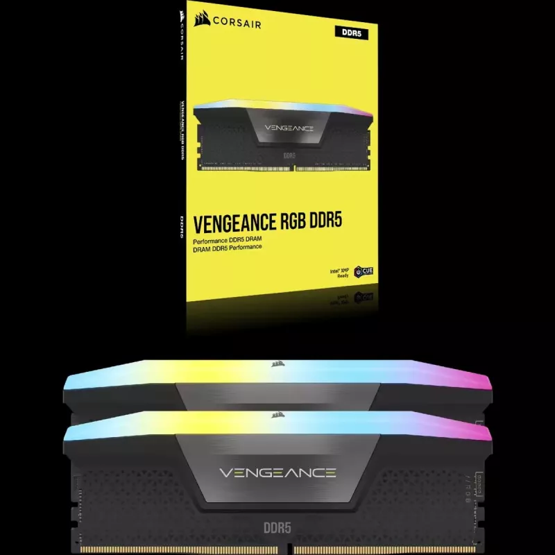 CORSAIR Speicher 32GB DDR5 (2x16GB) DRAM 6400MT/s CL36 Speicherkit Vengeance RGB – Schwarz