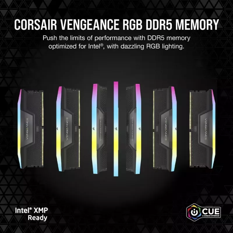 CORSAIR Speicher 32GB DDR5 (2x16GB) DRAM 6400MT/s CL36 Speicherkit Vengeance RGB – Schwarz