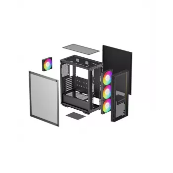 PC-Gehäuse DeepCool MATREXX 55 MESH V4 C Midi Tower Schwarz — ATX, Temperiertes Glas, Front-Mesh, USB-C
