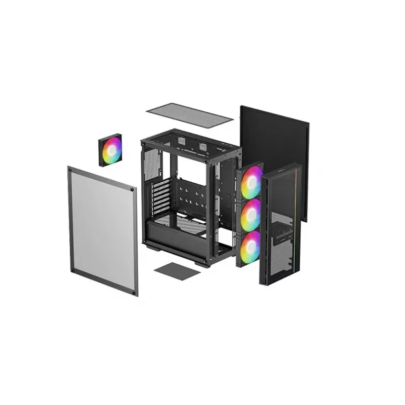 PC-Gehäuse DeepCool MATREXX 55 MESH V4 C Midi Tower Schwarz — ATX, Temperiertes Glas, Front-Mesh, USB-C