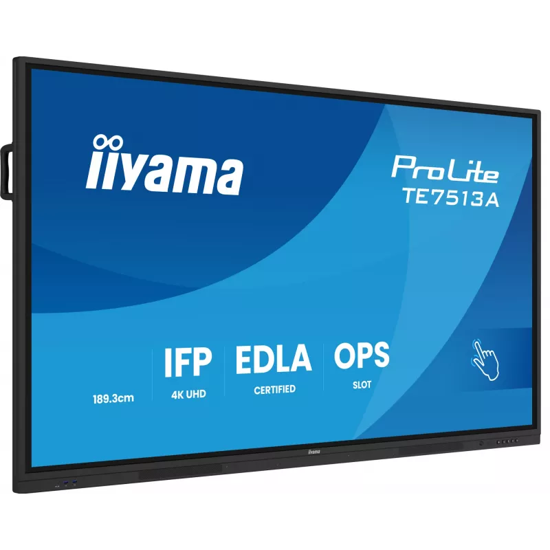 iiyama TE7513A-B1AG Signage Display Interaktives Flachdisplay 190,5 cm (75 Zoll) Wi-Fi 500 cd/m² 4K Ultra HD Schwarz Touchscreen Integrierter Prozessor Android 18/7
