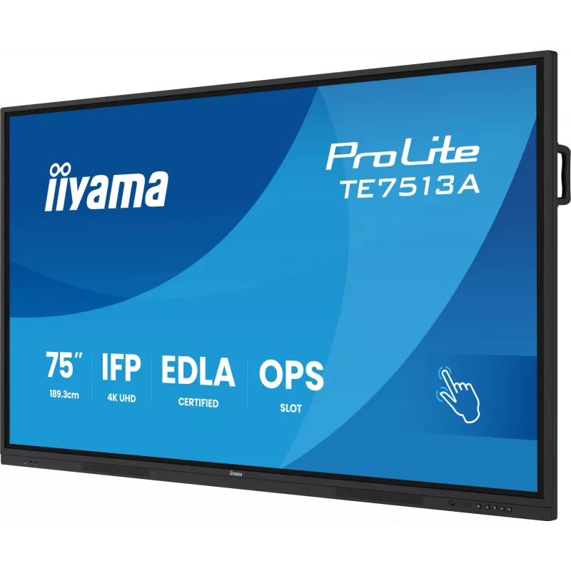iiyama TE7513A-B1AG Signage Display Interaktives Flachdisplay 190,5 cm (75 Zoll) Wi-Fi 500 cd/m² 4K Ultra HD Schwarz Touchscreen Integrierter Prozessor Android 18/7