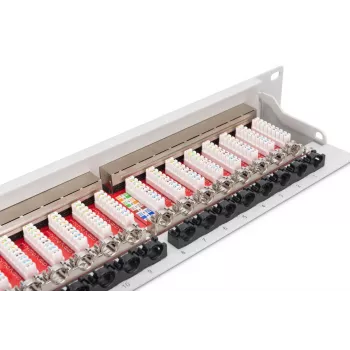 DIGITUS Patch Panel, CAT6A geschirmt, 1U, 24-Port, 8P8C, schwarz RAL 9005, 483
